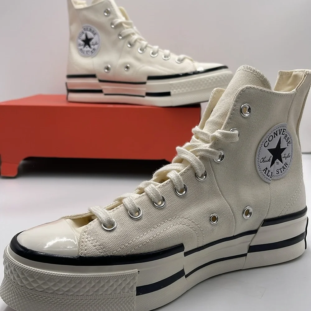 Converse WMNS CHUCK 70 PLUS HI EGRET/BLACK/EGRET A00915C Platforms Sneakers